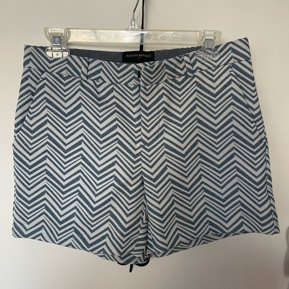 Blue and white chevron shorts by Banana Republic
